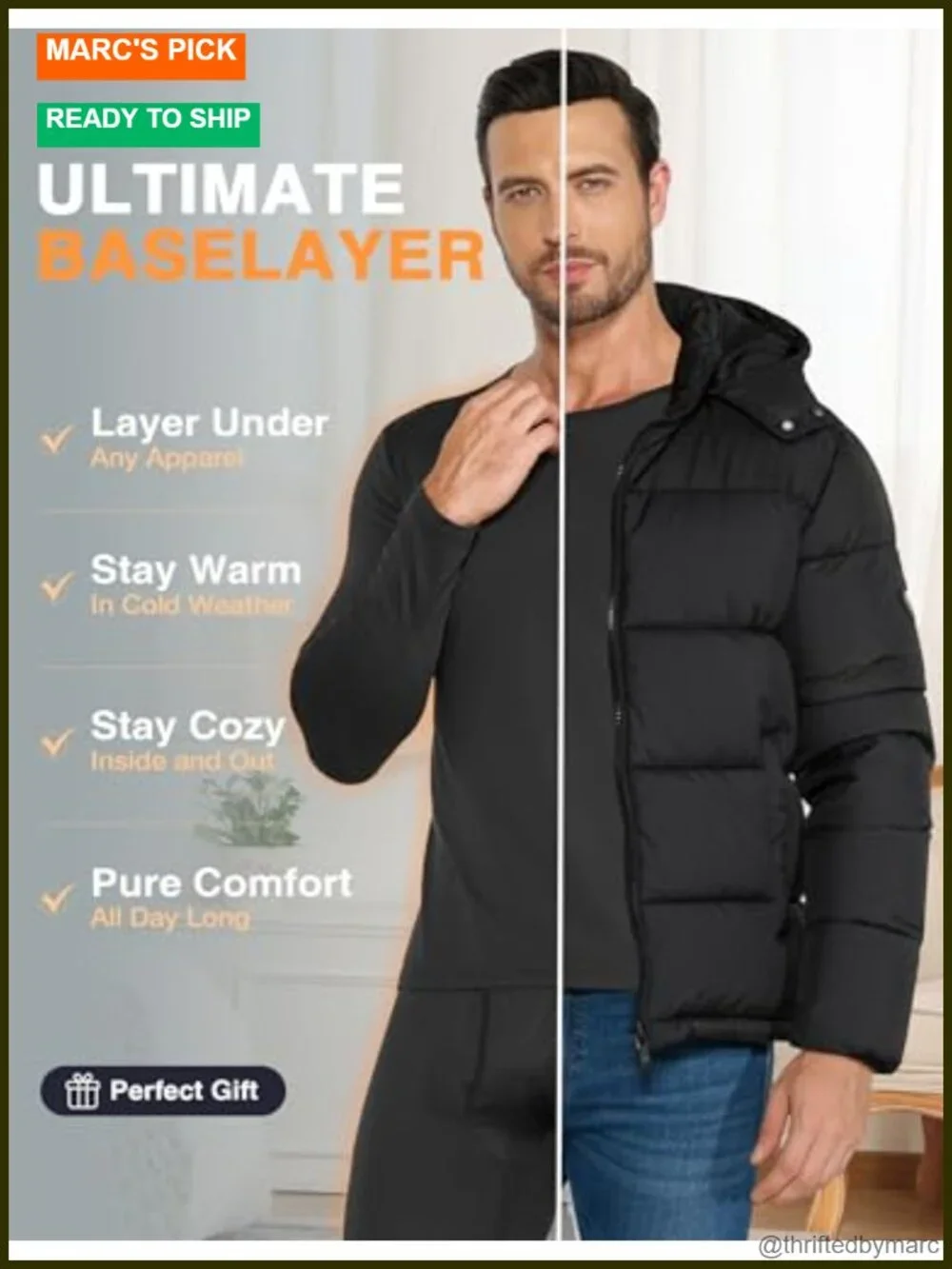 Thermal Underwear Set for Men Fleece Lined Warm Base Layer Long Johns 3 Pack